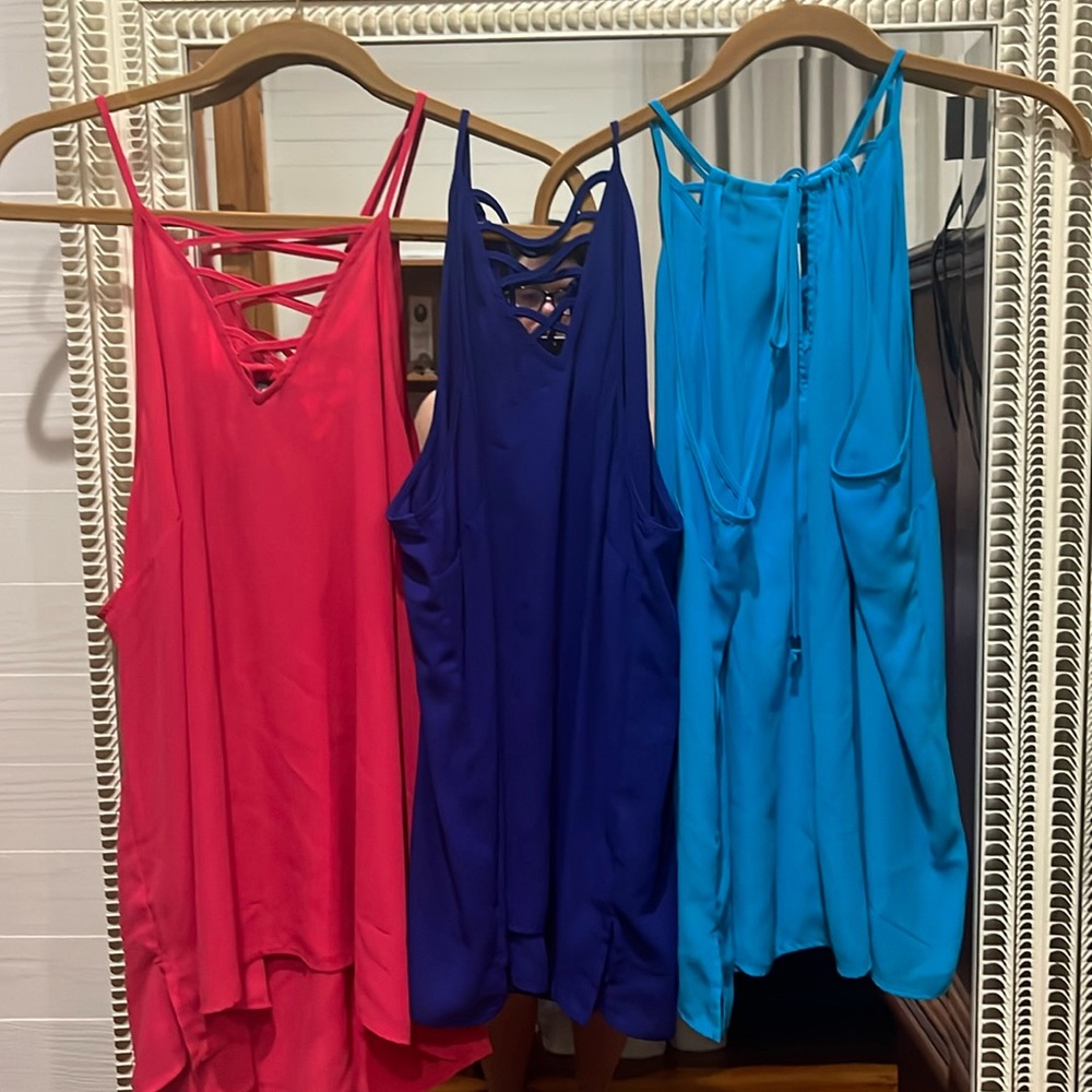 New York & Company Turquoise, Pink and Blue Camisoles